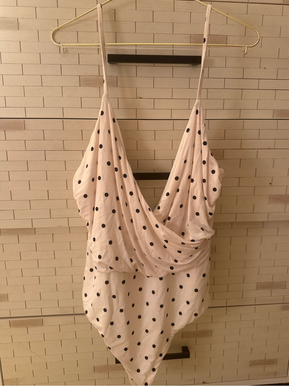 Privacy Please Blush Pink Polka Dot Satin Bodysuit